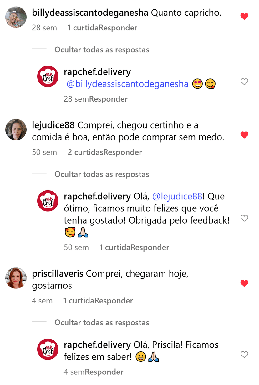 Feedback de cliente RapChef