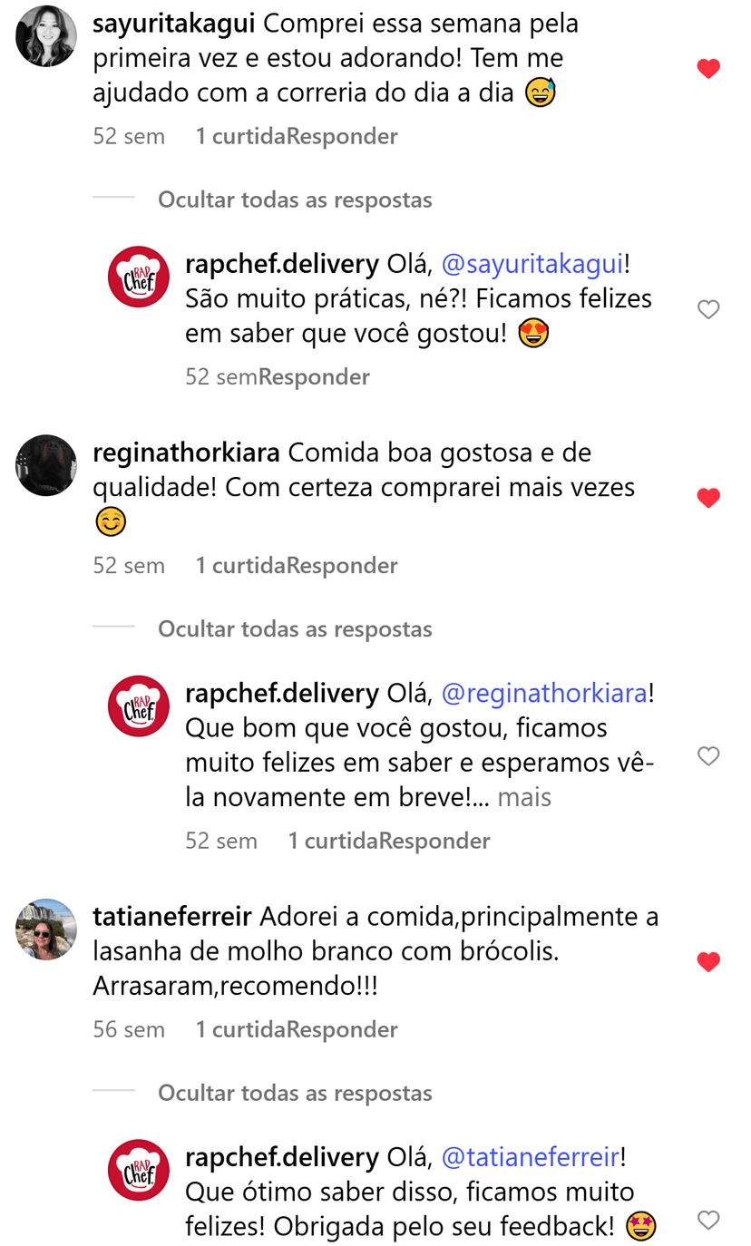 Feedback de cliente RapChef
