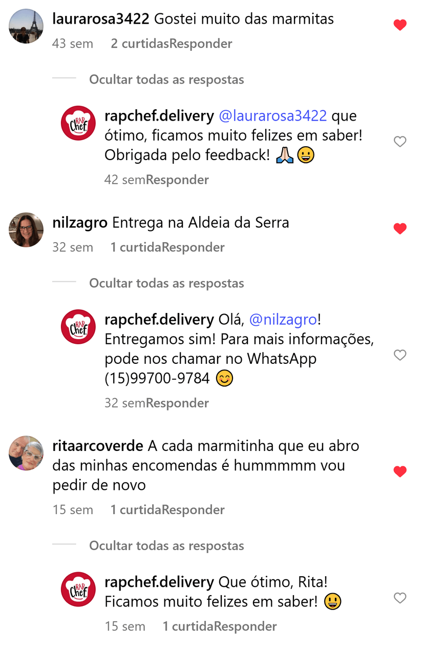 Feedback de cliente RapChef